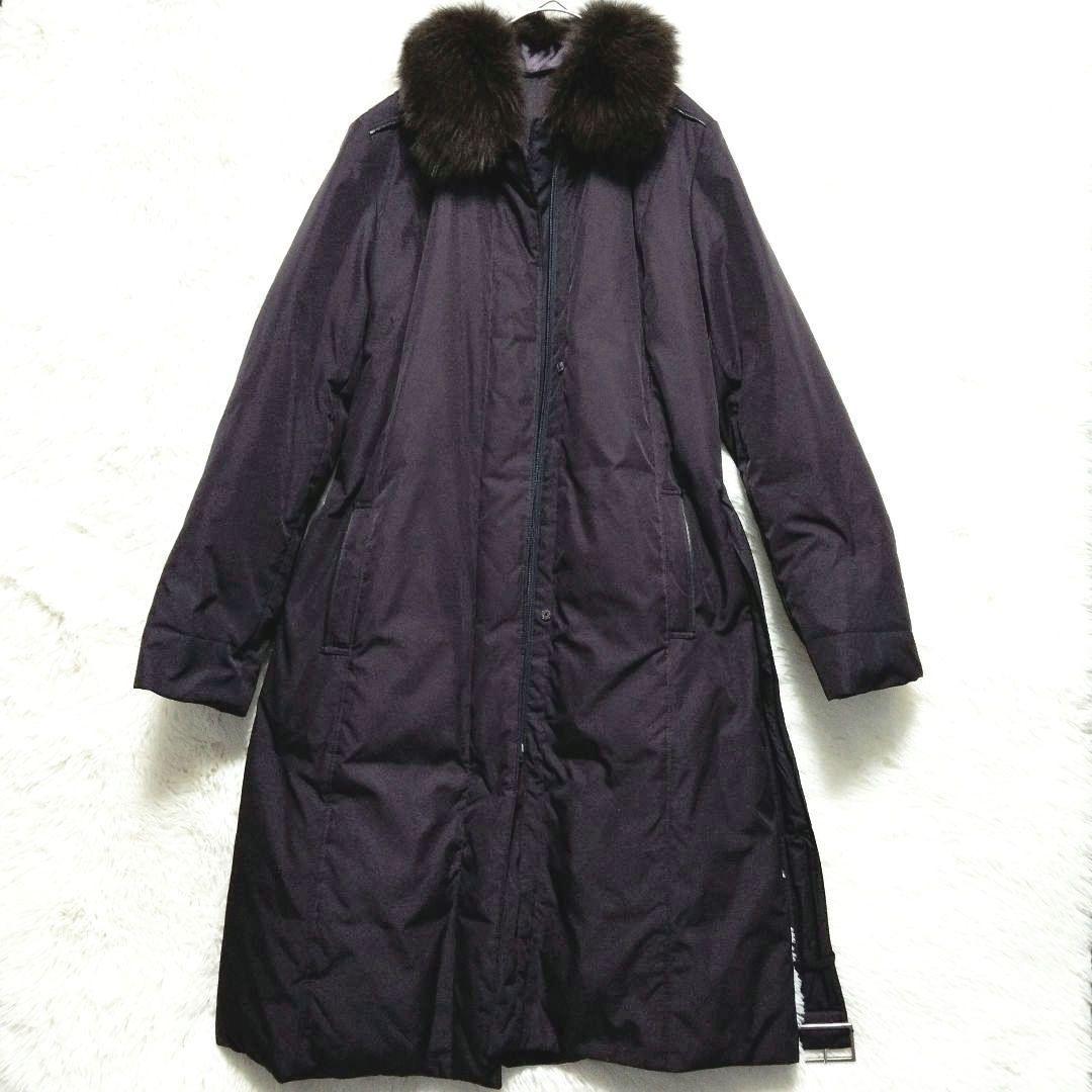 Aquascutum reversible Down Coat FREE SIZE Purple Brown Authentic