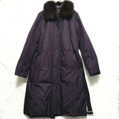 Aquascutum reversible Down Coat FREE SIZE Purple Brown Authentic