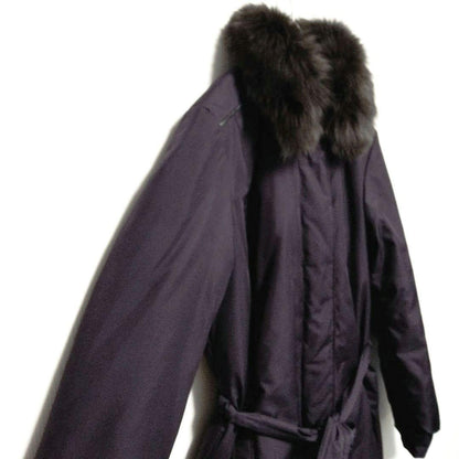 Aquascutum reversible Down Coat FREE SIZE Purple Brown Authentic