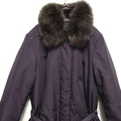 Aquascutum reversible Down Coat FREE SIZE Purple Brown Authentic