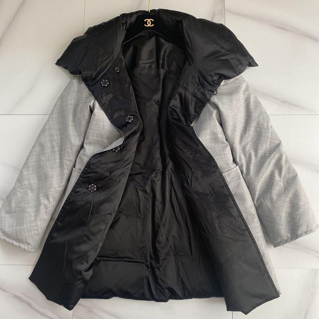 Aquascutum reversible down Coat Jacket Asian fit L US size M Gray Black Auth