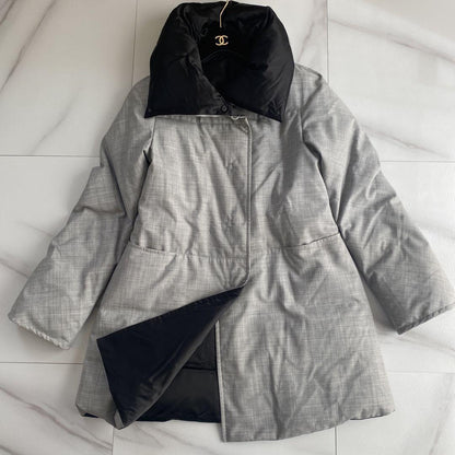 Aquascutum reversible down Coat Jacket Asian fit L US size M Gray Black Auth