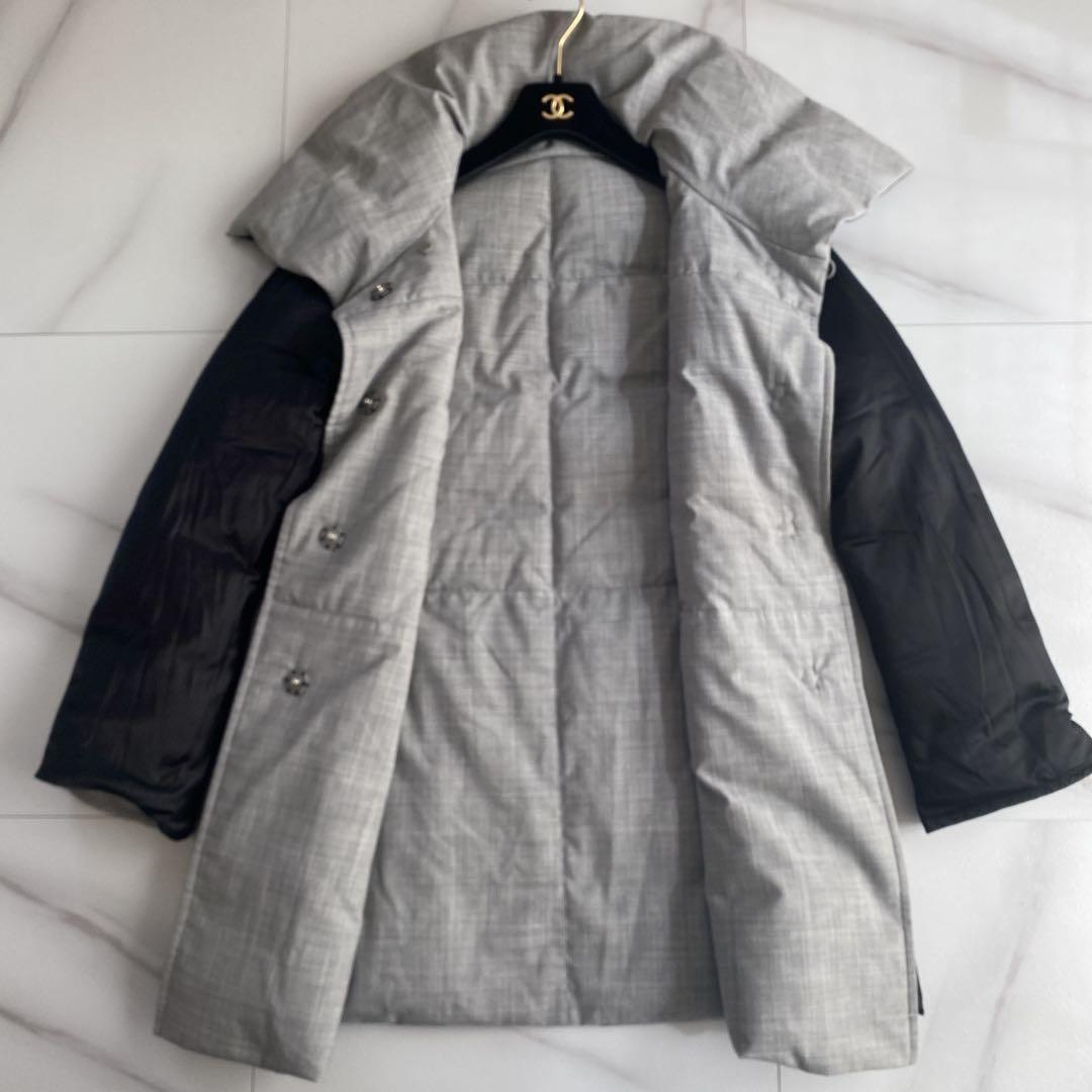 Aquascutum reversible down Coat Jacket Asian fit L US size M Gray Black Auth