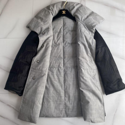 Aquascutum reversible down Coat Jacket Asian fit L US size M Gray Black Auth