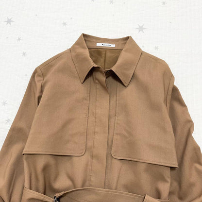 Aquascutum Long Coat Asian fit M US size S Brown Camel Authentic