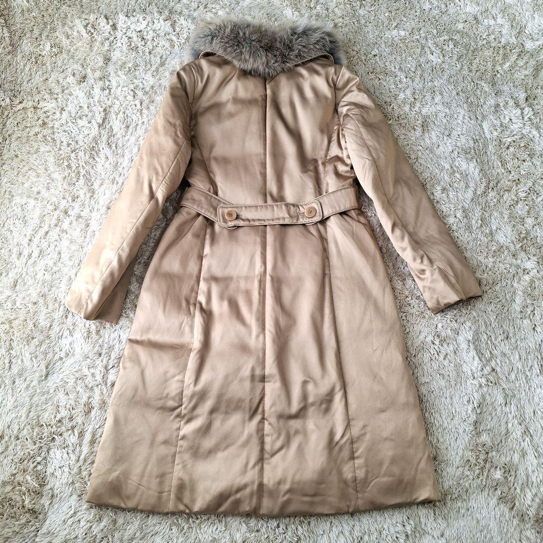 Aquascutum Down Long Coat Club Check Asian fit M US size S Beige Authentic