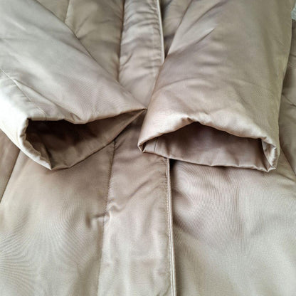 Aquascutum Down Long Coat Club Check Asian fit M US size S Beige Authentic