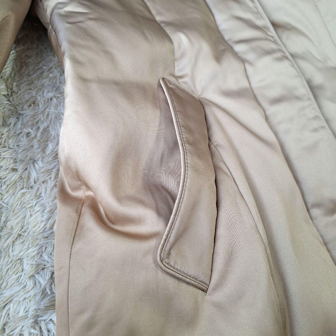 Aquascutum Down Long Coat Club Check Asian fit M US size S Beige Authentic