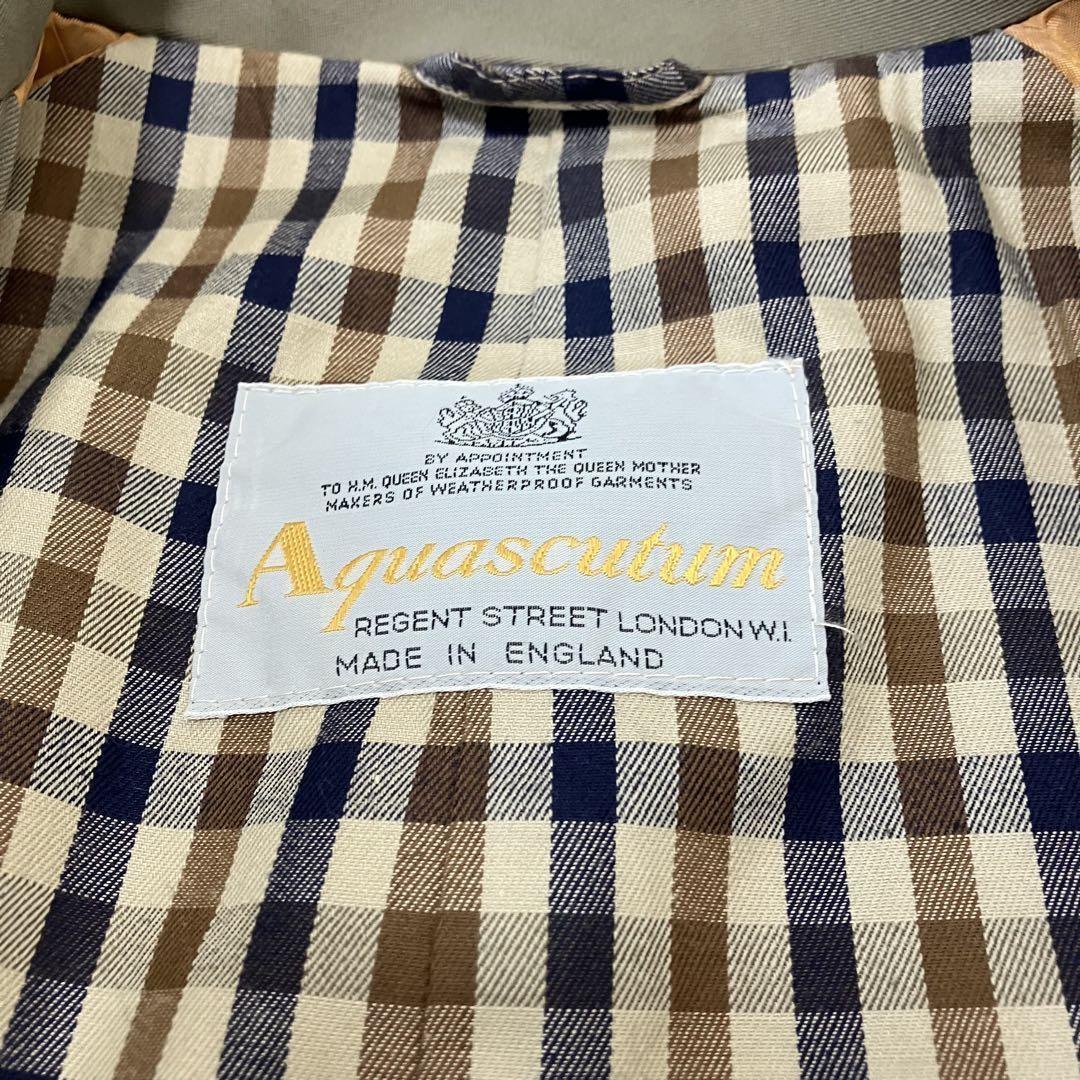 Aquascutum Trench Coat Club Check Asian fit M US size S Khaki Authentic
