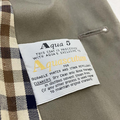Aquascutum Trench Coat Club Check Asian fit M US size S Khaki Authentic