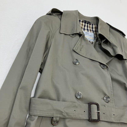 Aquascutum Trench Coat Club Check Asian fit M US size S Khaki Authentic