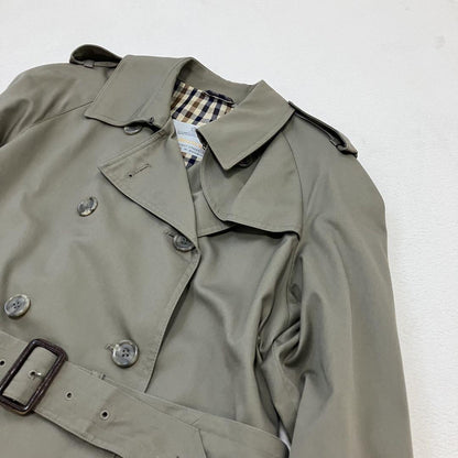 Aquascutum Trench Coat Club Check Asian fit M US size S Khaki Authentic