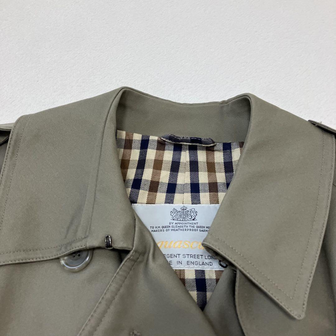 Aquascutum Trench Coat Club Check Asian fit M US size S Khaki Authentic
