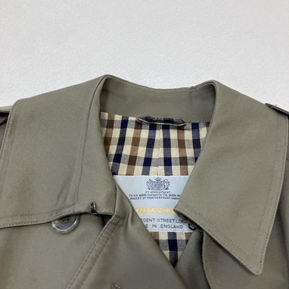 Aquascutum Trench Coat Club Check Asian fit M US size S Khaki Authentic