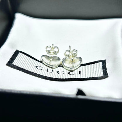 GUCCI Earrings Interlocking Heart Red Women Accessory Authentic