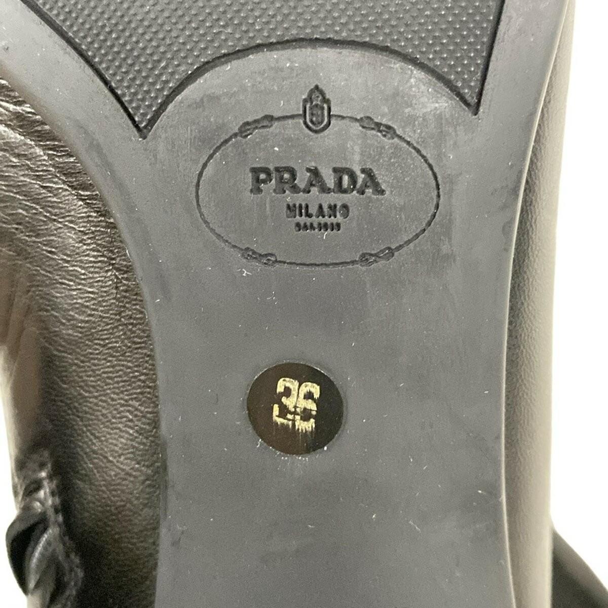 PRADA Short Boots Shoes EU 36 US 6 Leather Black Authentic