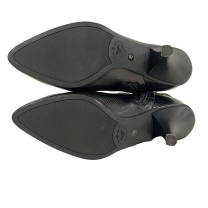 PRADA Short Boots Shoes EU 36 US 6 Leather Black Authentic