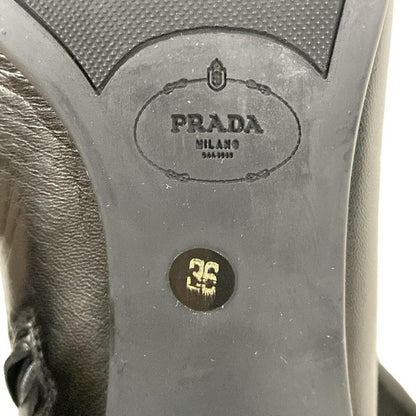 PRADA Short Boots Shoes EU 36 US 6 Leather Black Authentic