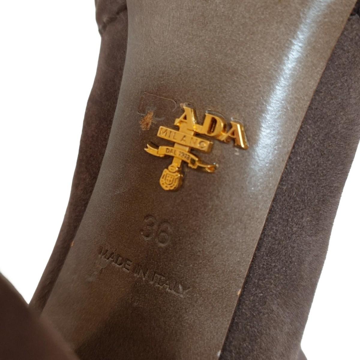 PRADA Boots Shoes EU 36 US 6 Suede Dark Brown Authentic