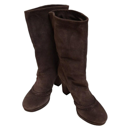 PRADA Boots Shoes EU 36 US 6 Suede Dark Brown Authentic