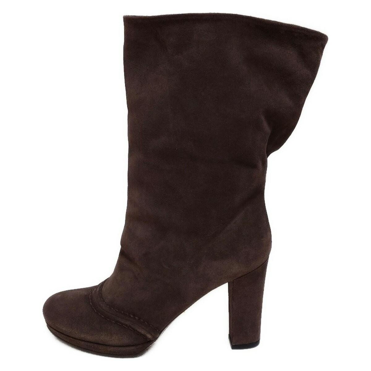 PRADA Boots Shoes EU 36 US 6 Suede Dark Brown Authentic