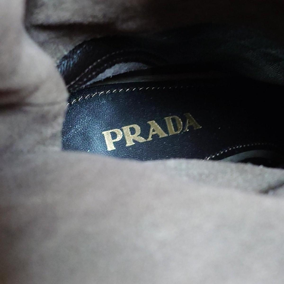 PRADA Boots Shoes EU 36 US 6 Suede Dark Brown Authentic