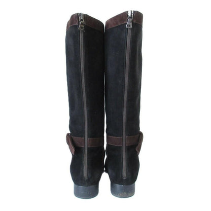 PRADA Long Boots Shoes EU 36 US 6 Suede Dark Brown Authentic