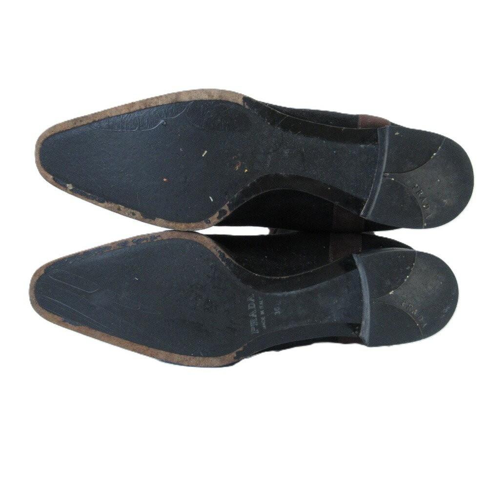 PRADA Long Boots Shoes EU 36 US 6 Suede Dark Brown Authentic