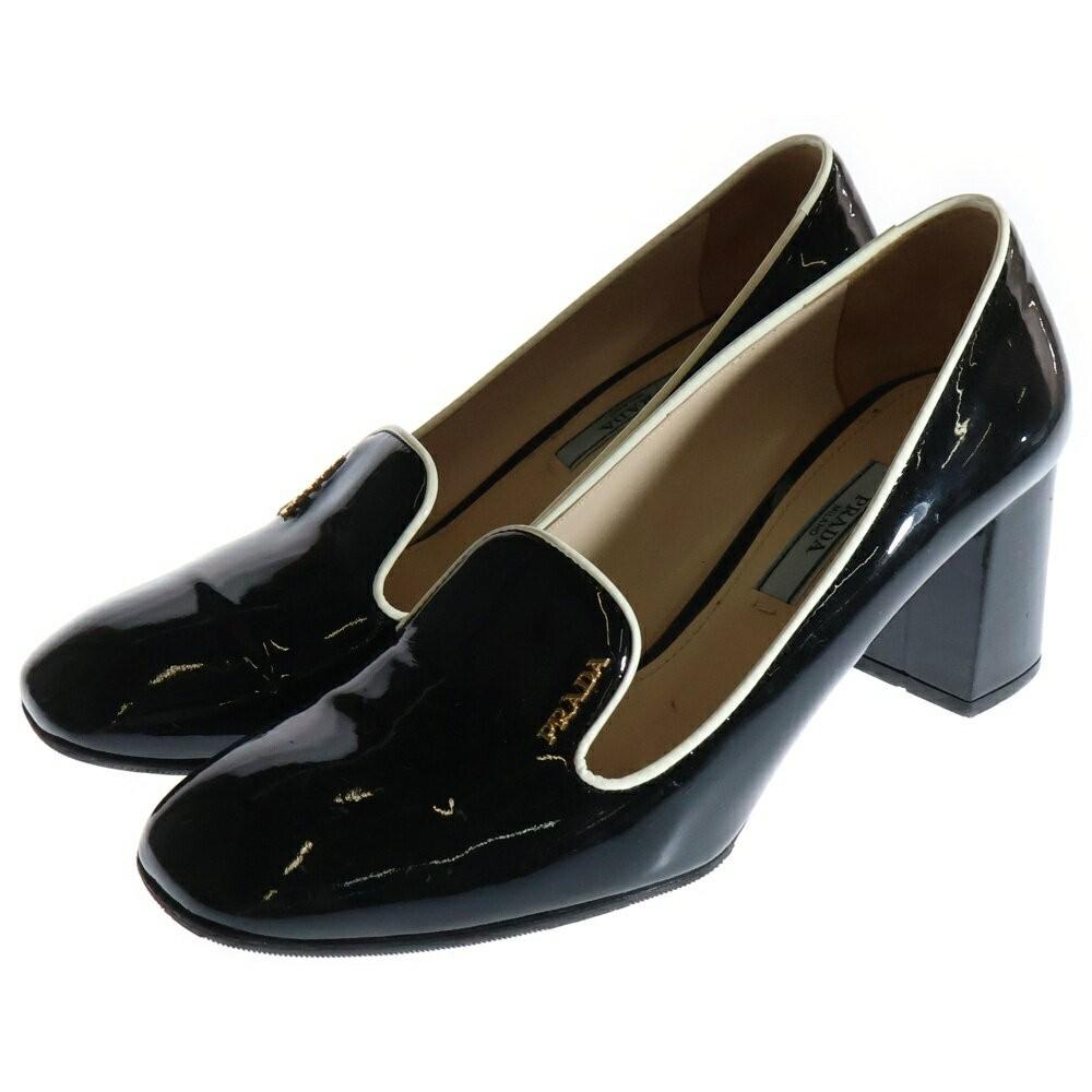 PRADA Shoes Pumps Heel EU 36.5 US 6.5 Patent Leather Black Authentic