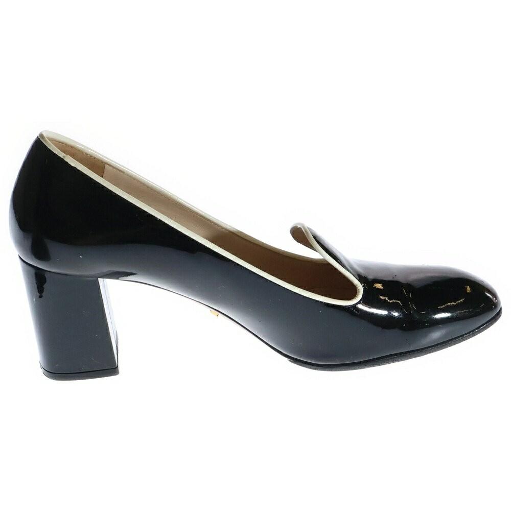 PRADA Shoes Pumps Heel EU 36.5 US 6.5 Patent Leather Black Authentic