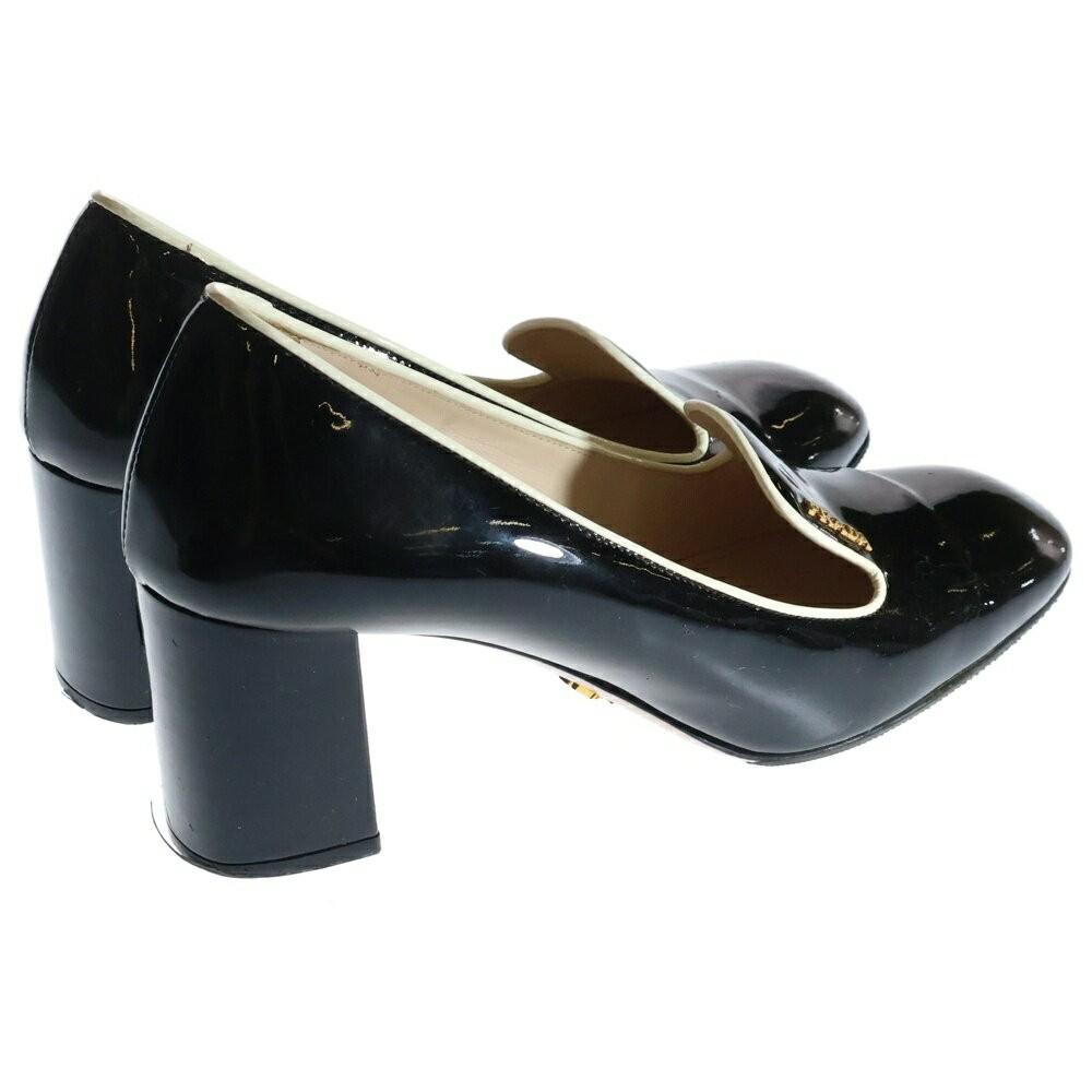 PRADA Shoes Pumps Heel EU 36.5 US 6.5 Patent Leather Black Authentic