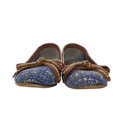 PRADA Flat Shoes Pumps EU 35.5 US 5.5 Leather Navy Multicolor Authentic