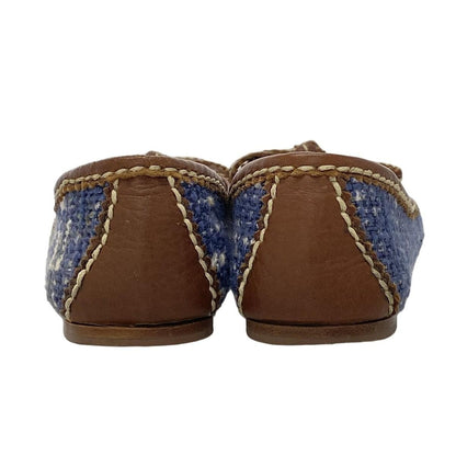 PRADA Flat Shoes Pumps EU 35.5 US 5.5 Leather Navy Multicolor Authentic