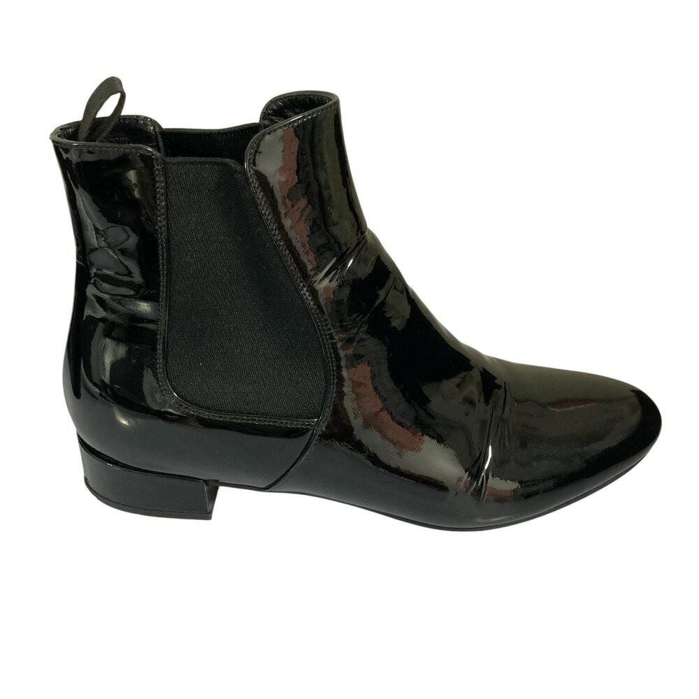 PRADA Short Boots Shoes EU 36.5 US 6.5 Patent Leather Black Authentic