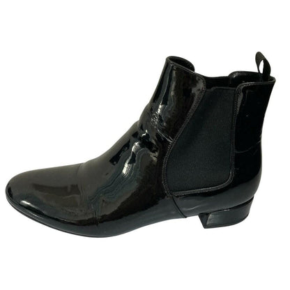 PRADA Short Boots Shoes EU 36.5 US 6.5 Patent Leather Black Authentic