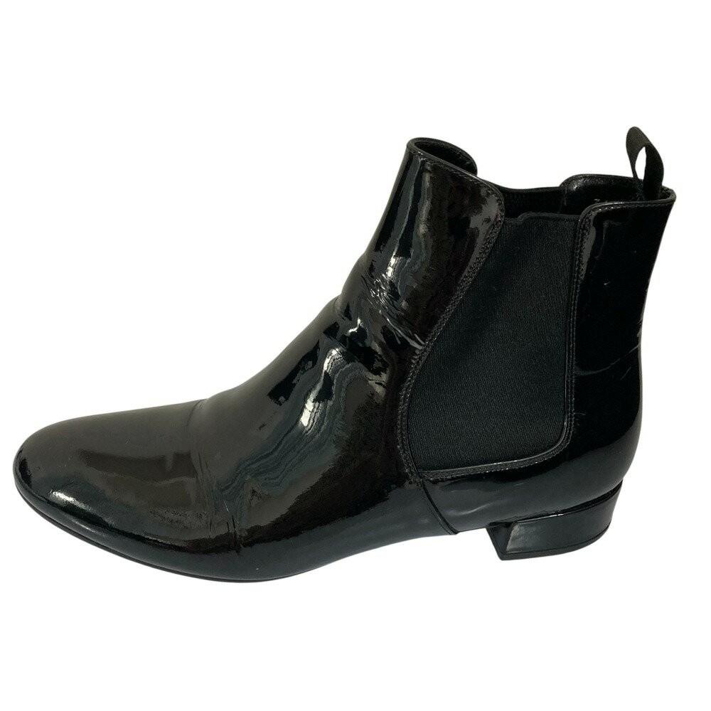 PRADA Short Boots Shoes EU 36.5 US 6.5 Patent Leather Black Authentic