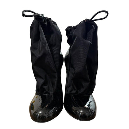 PRADA Short Boots Shoes EU 36 US 6 Patent Leather Nylon Black Authentic