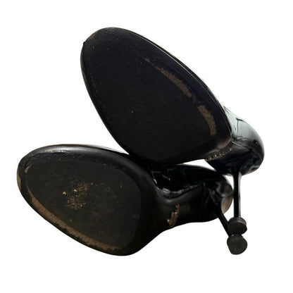 PRADA Short Boots Shoes EU 36 US 6 Patent Leather Nylon Black Authentic