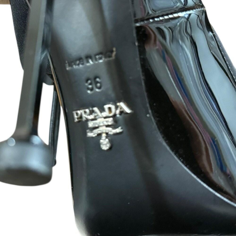 PRADA Short Boots Shoes EU 36 US 6 Patent Leather Nylon Black Authentic