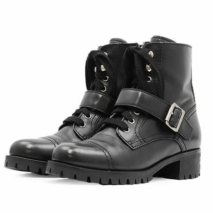 PRADA Boots Shoes EU 36.5 US 6.5 Leather Black Authentic