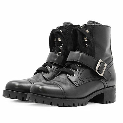 PRADA Boots Shoes EU 36.5 US 6.5 Leather Black Authentic