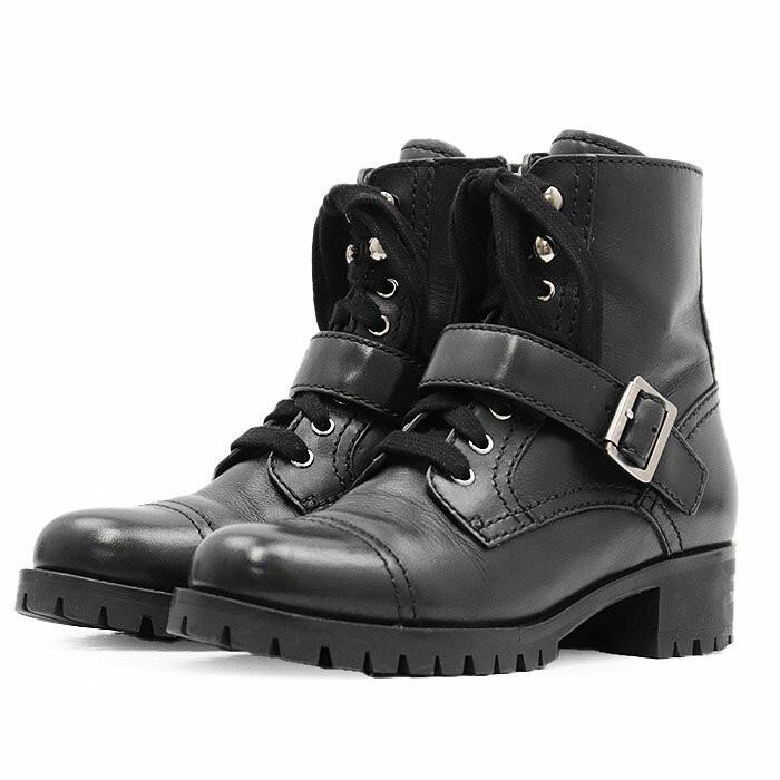 PRADA Boots Shoes EU 36.5 US 6.5 Leather Black Authentic