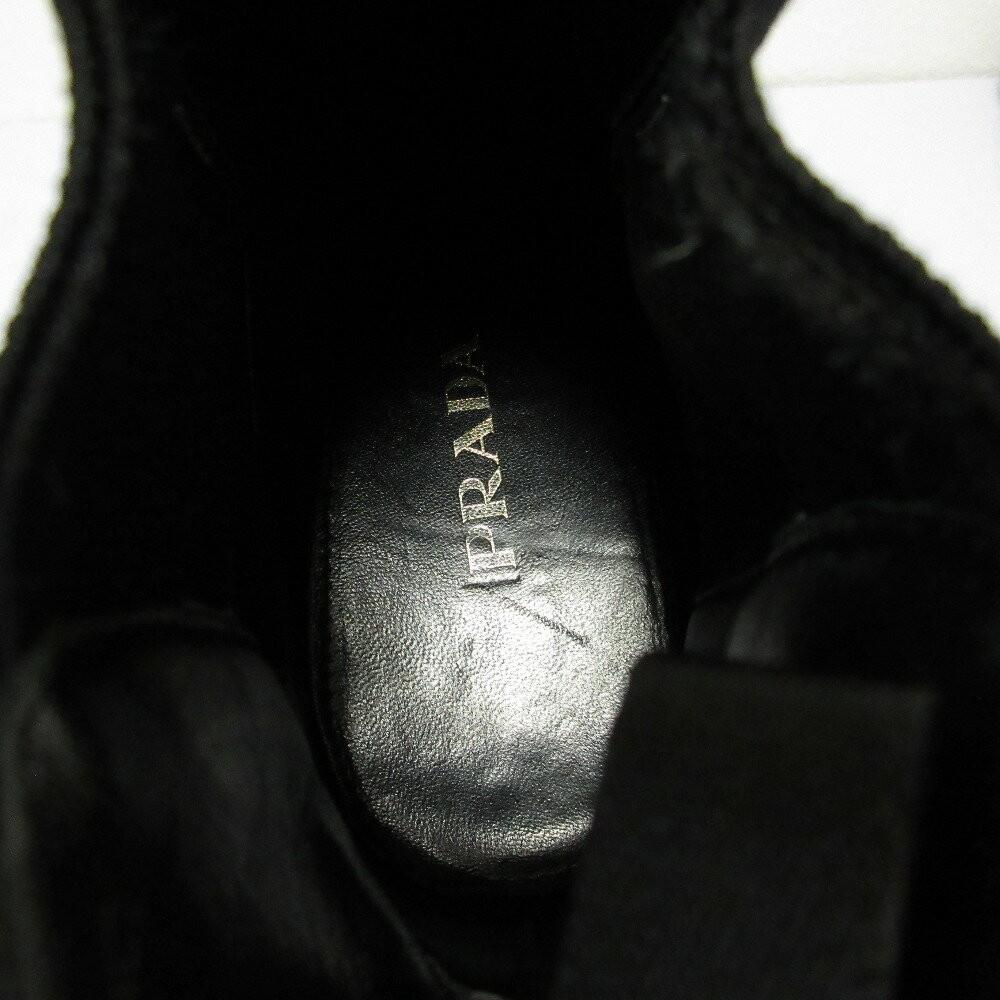 PRADA Short Boots Shoes EU 39 US 9 Leather Black Authentic