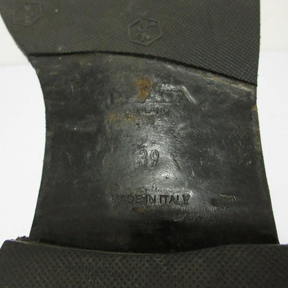 PRADA Short Boots Shoes EU 39 US 9 Leather Black Authentic