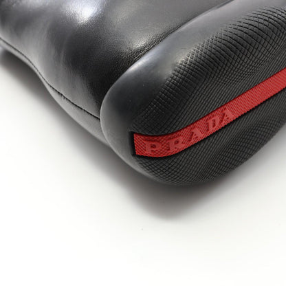 PRADA SPORT LINEA ROSSA Short Boots Shoes EU 38.5 US 8.5 Leather Black Authentic