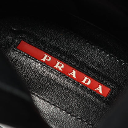 PRADA SPORT LINEA ROSSA Short Boots Shoes EU 38.5 US 8.5 Leather Black Authentic