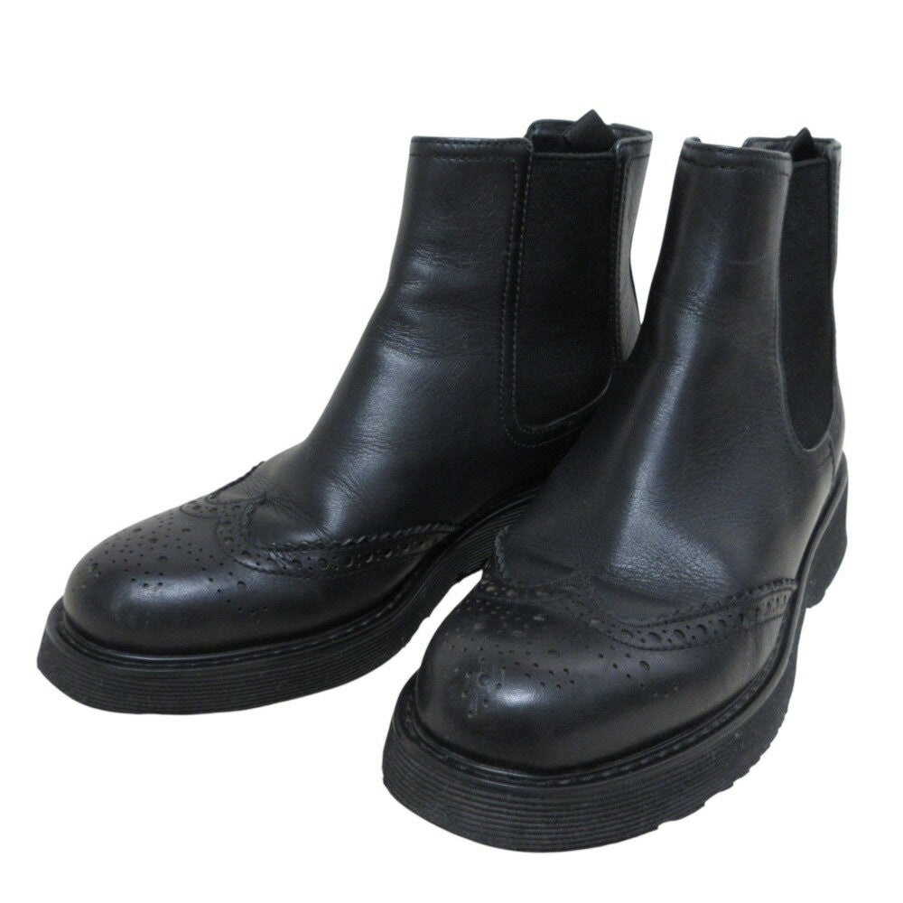 PRADA Short Boots Shoes EU 36.5 US 6.5 Leather Black Authentic