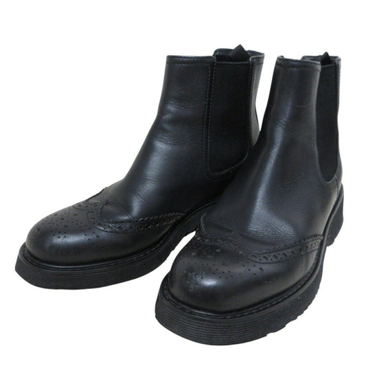 PRADA Short Boots Shoes EU 36.5 US 6.5 Leather Black Authentic
