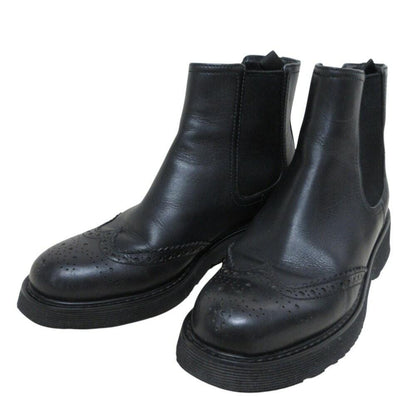 PRADA Short Boots Shoes EU 36.5 US 6.5 Leather Black Authentic