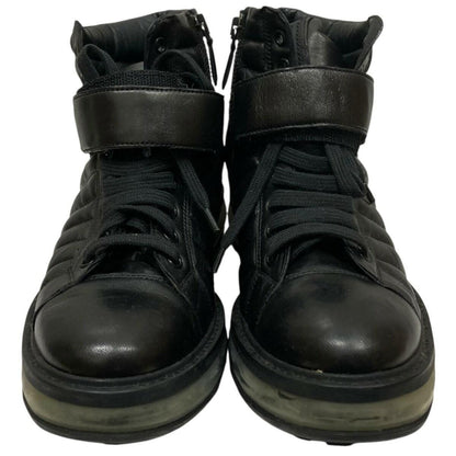 PRADA Sneakers Shoes High-Cut EU 36.5 US 6.5 Leather Black Authentic